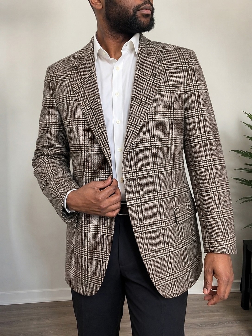 Brant by Arnold Brant Men’s Wool Blazer 46L Glen Plaid Made in Canada
